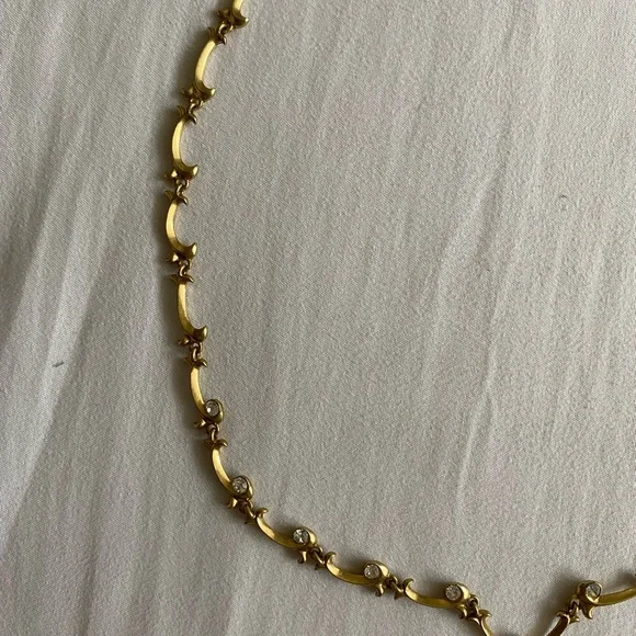 VINTAGE amber and gold and diamond necklace - Picture 5 of 5